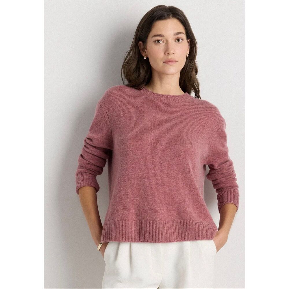 QUINCE Heather Shaded Rose Pink Mongolian Cashmere Crewneck Sweater-M